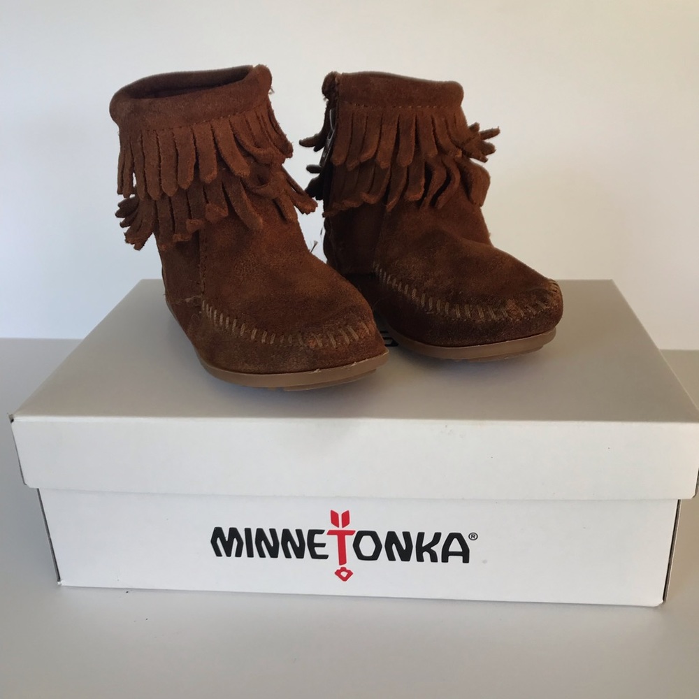 Minnetonka double fringe boots